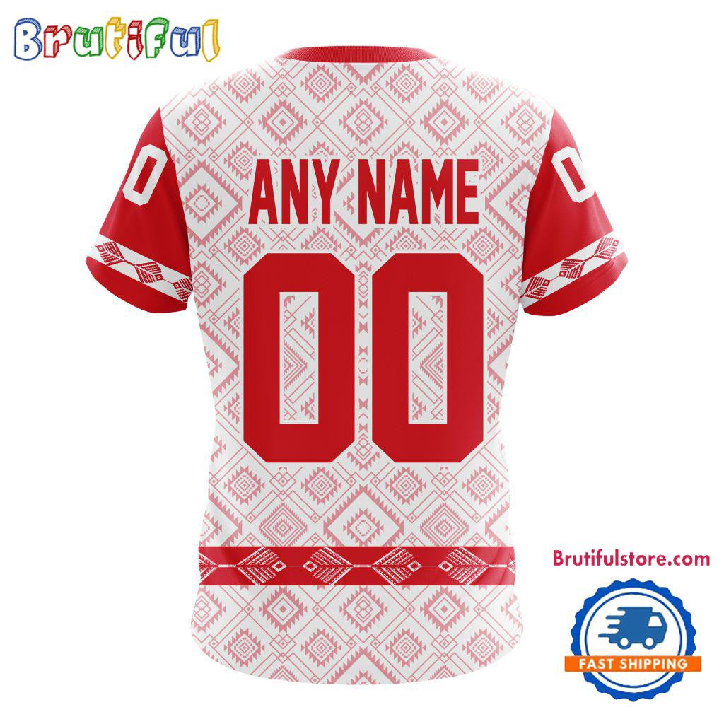 Ottawa Senators Hockey Team Native Heritage Design Custom Name Number All Over Printed T-shirt - White