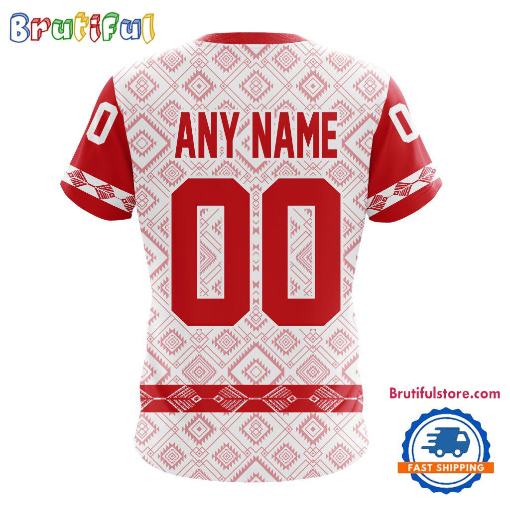 Carolina Hurricanes Hockey Team Native Heritage Design Custom Name Number All Over Printed T-shirt - White