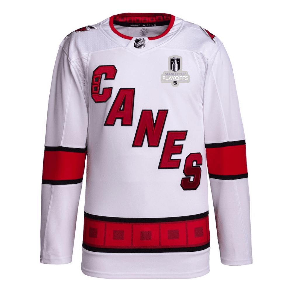 Carolina Hurricanes 2025 NHL Playoffs Patch Away Men Jersey - White