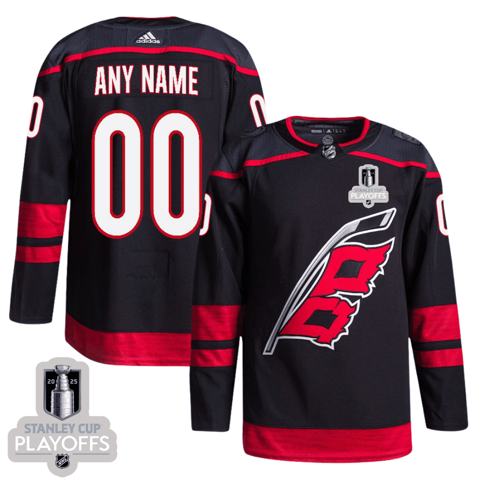 Carolina Hurricanes 2025 NHL Playoffs Patch Home Men Custom Jersey - Black