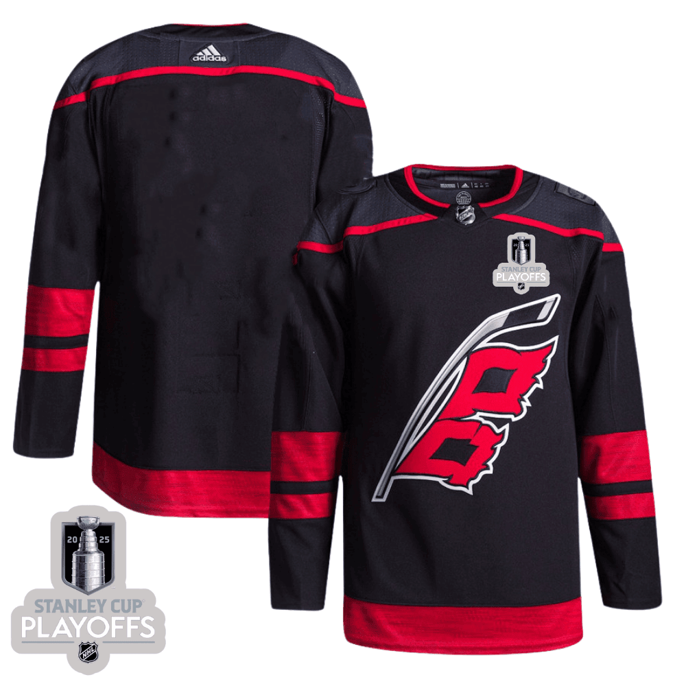 Carolina Hurricanes 2025 NHL Playoffs Patch Home Men Jersey - Black
