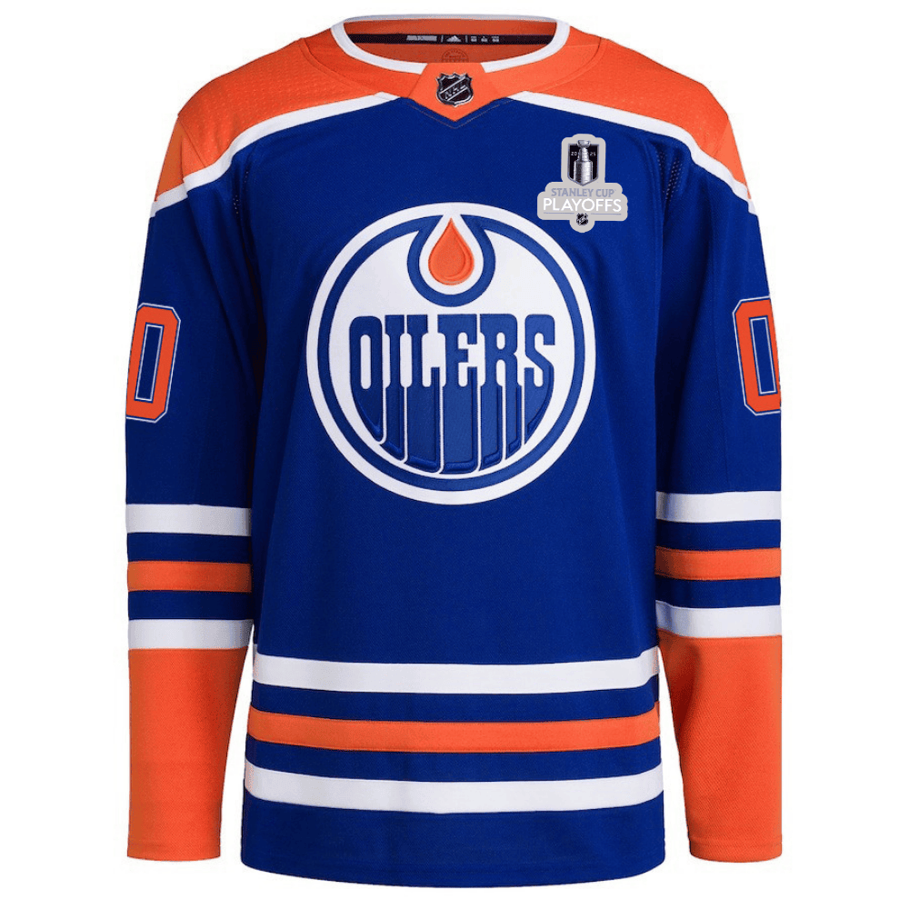 Edmonton Oilers 2025 NHL Playoffs Patch Home Men Custom Jersey - Blue