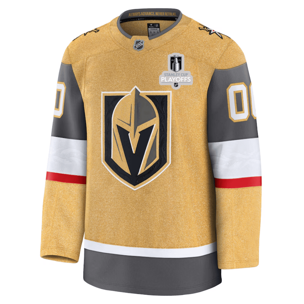 Vegas Golden Knights 2025 NHL Playoffs Patch Home Men Custom Jersey - Gold
