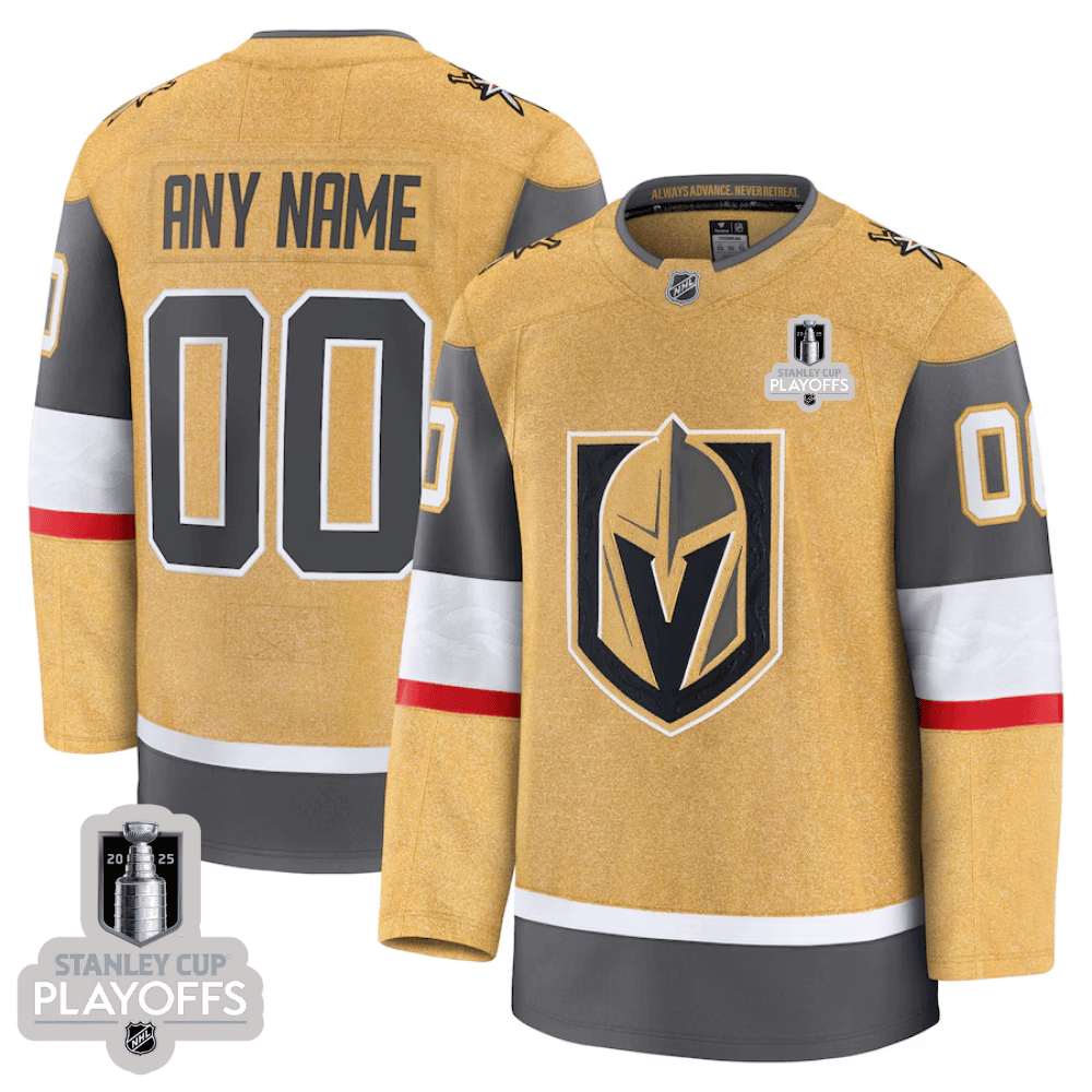 Vegas Golden Knights 2025 NHL Playoffs Patch Home Men Custom Jersey - Gold