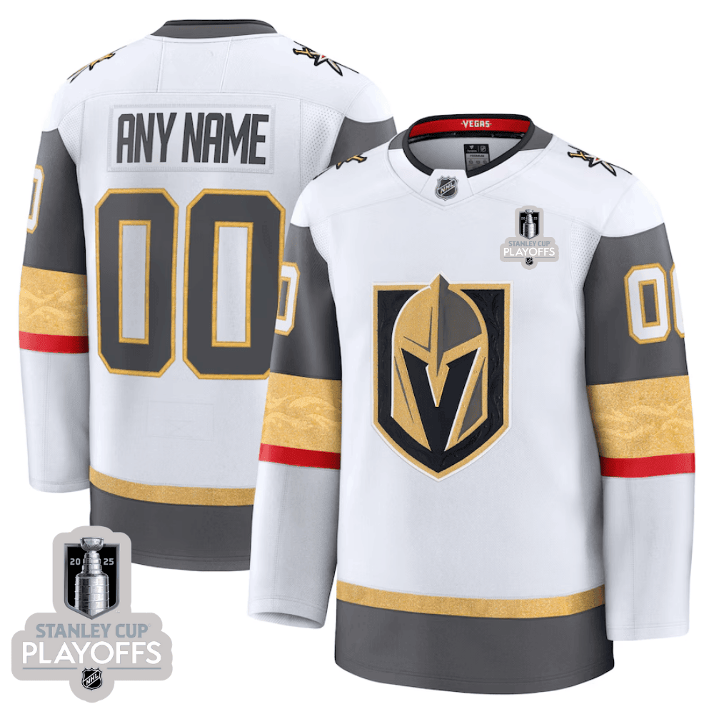 Vegas Golden Knights 2025 NHL Playoffs Patch Away Men Custom Jersey - White
