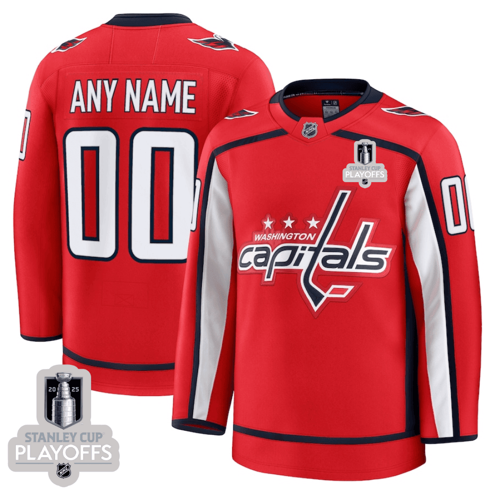 Washington Capitals 2025 NHL Playoffs Patch Home Men Custom Jersey - Red