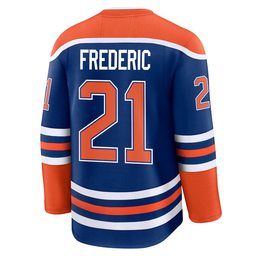 Trent Frederic 21 Edmonton Oilers 2025 STANLEY CUP Final Patch Home Men Jersey - Royal
