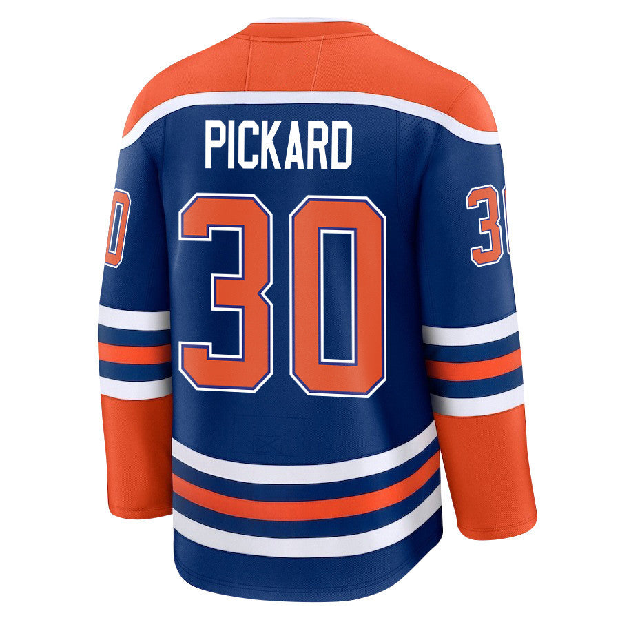 Calvin Pickard 30 Edmonton Oilers 2025 STANLEY CUP Final Patch Home Men Jersey - Royal