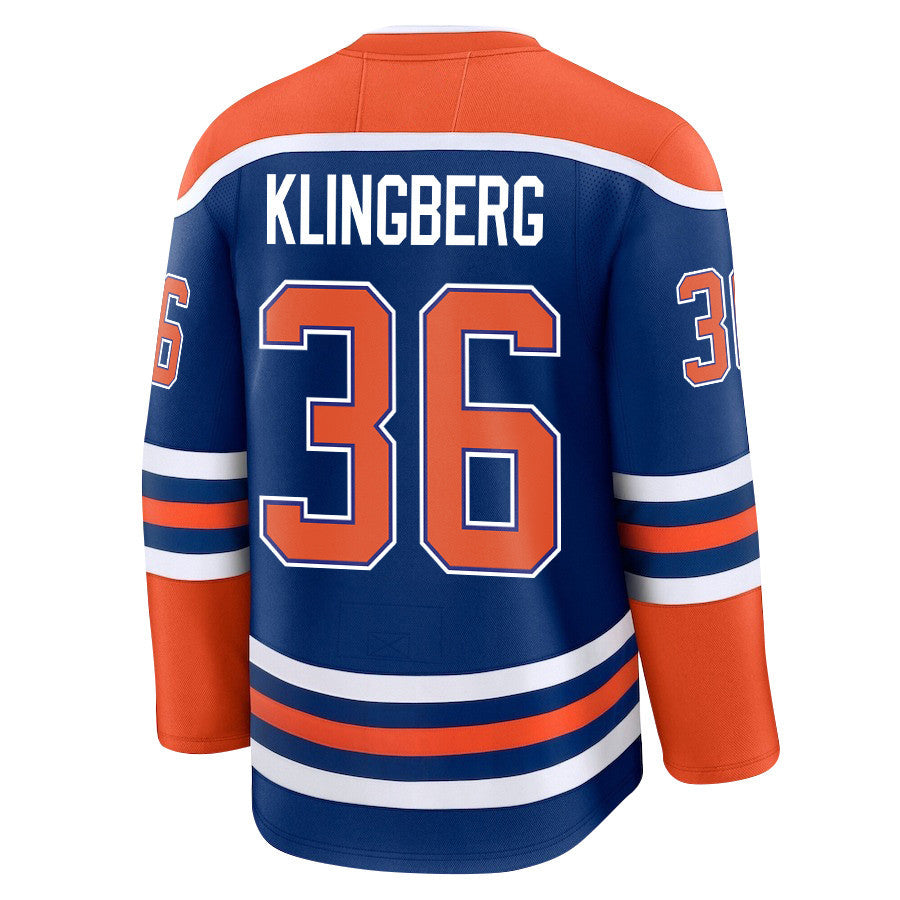 John Klingberg 36 Edmonton Oilers 2025 STANLEY CUP Final Patch Home Men Jersey - Royal