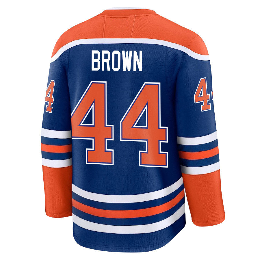 Joshua Brown 44 Edmonton Oilers 2025 STANLEY CUP Final Patch Home Men Jersey - Royal