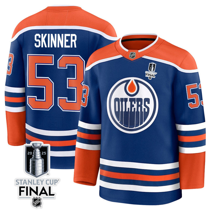 Jeff Skinner 53 Edmonton Oilers 2025 STANLEY CUP Final Patch Home Men Jersey - Royal