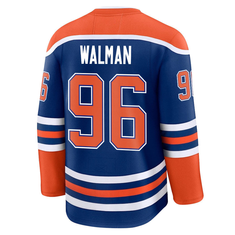 Jake Walman 96 Edmonton Oilers 2025 STANLEY CUP Final Patch Home Men Jersey - Royal