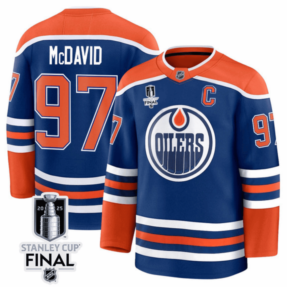 Connor McDavid 97 Edmonton Oilers 2025 STANLEY CUP Final Patch Home Men Jersey - Royal