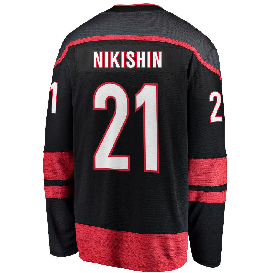 Alexander Nikishin 21 Carolina Hurricanes 2025 STANLEY CUP Final Patch Home Men Jersey - Black