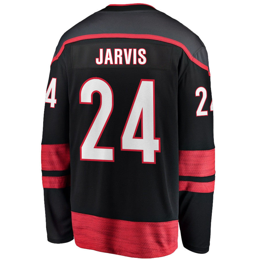 Seth Jarvis 24 Carolina Hurricanes 2025 STANLEY CUP Final Patch Home Men Jersey - Black