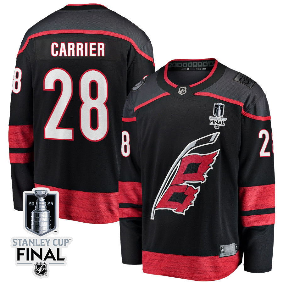 William Carrier 28 Carolina Hurricanes 2025 STANLEY CUP Final Patch Home Men Jersey - Black