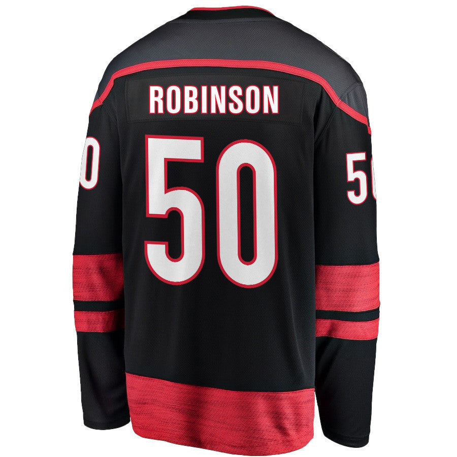 Eric Robinson 50 Carolina Hurricanes 2025 STANLEY CUP Final Patch Home Men Jersey - Black