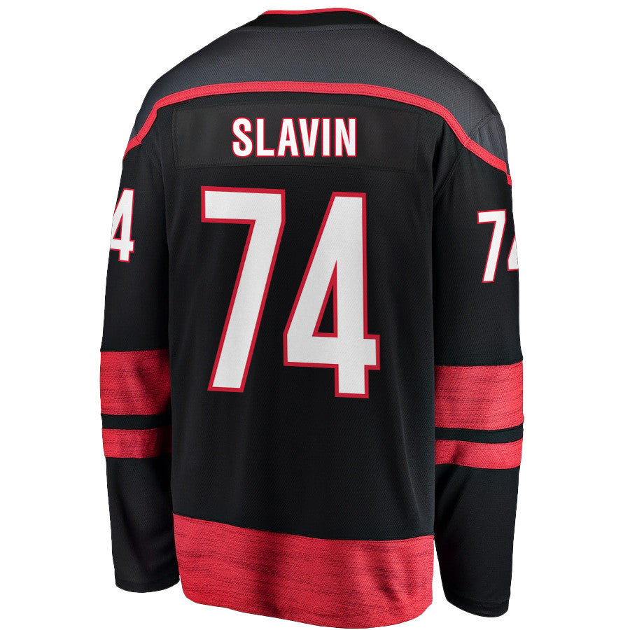 Jaccob Slavin 74 Carolina Hurricanes 2025 STANLEY CUP Final Patch Home Men Jersey - Black