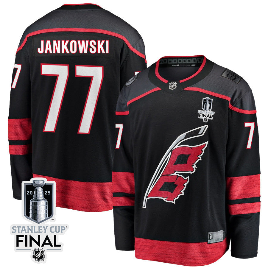 Mark Jankowski 77 Carolina Hurricanes 2025 STANLEY CUP Final Patch Home Men Jersey - Black