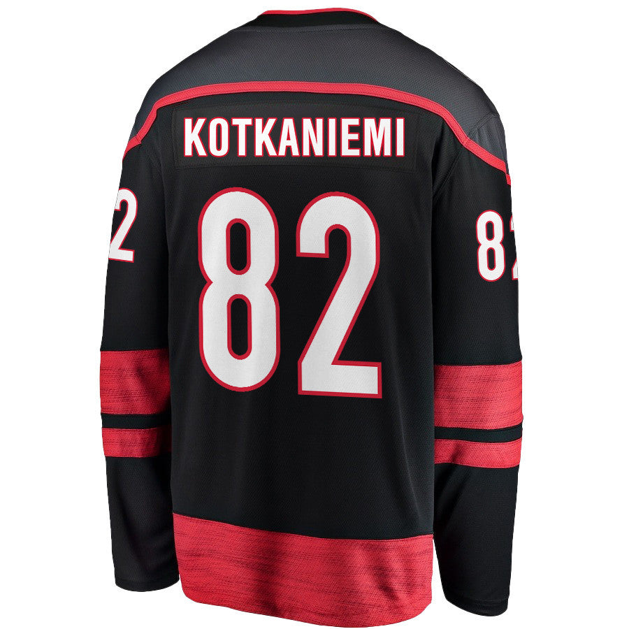 Jesperi Kotkaniemi 82 Carolina Hurricanes 2025 STANLEY CUP Final Patch Home Men Jersey - Black