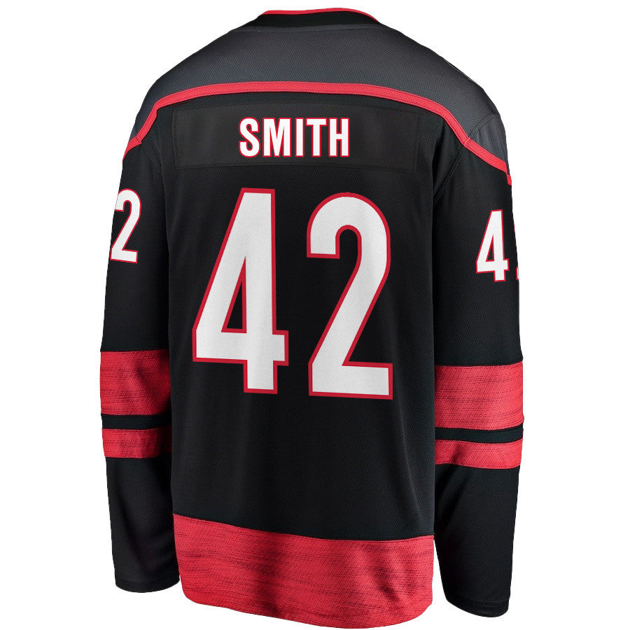 Ty Smith 42 Carolina Hurricanes 2025 STANLEY CUP Final Patch Home Men Jersey - Black