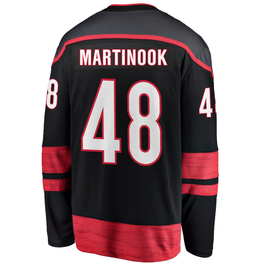 Jordan Martinook 48 Carolina Hurricanes 2025 STANLEY CUP Final Patch Home Men Jersey - Black