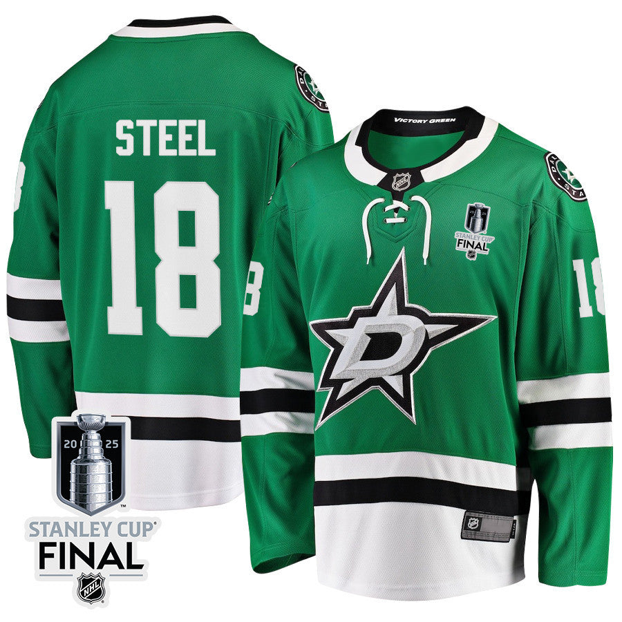 Sam Steel 18 Dallas Stars 2025 STANLEY CUP Final Patch Home Men Jersey - Black