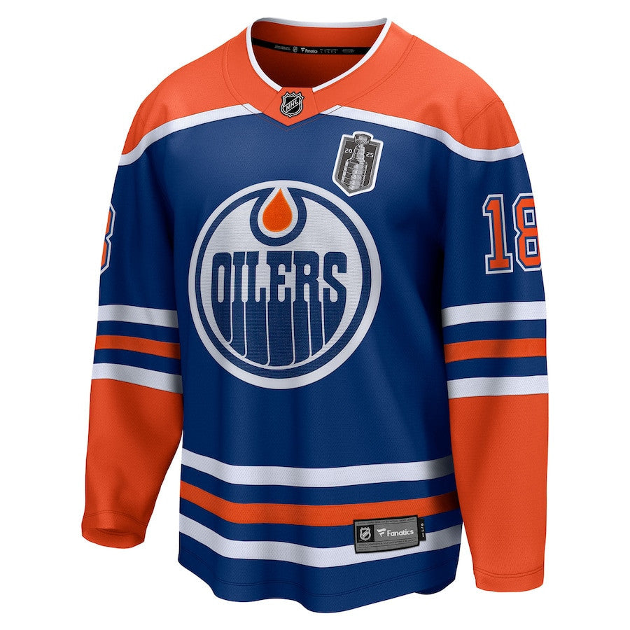 Zach Hyman 18 Edmonton Oilers 2025 Stanley Cup Final Home Breakaway Men Jersey - Royal