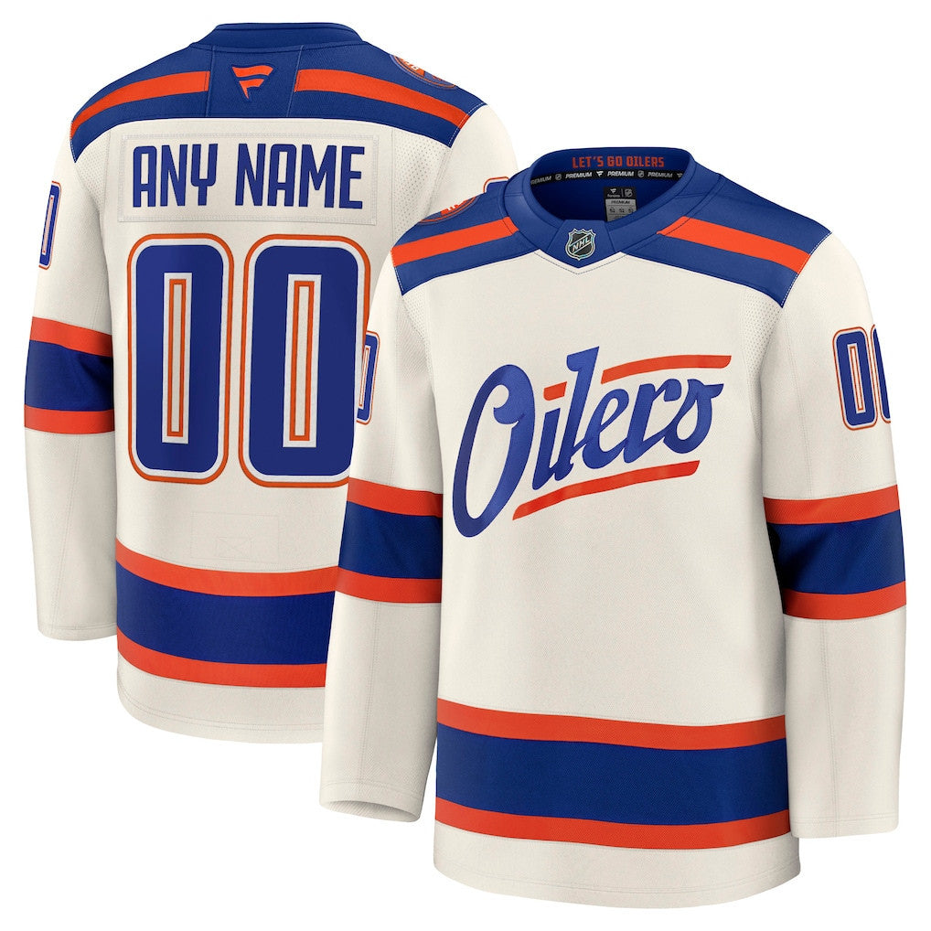 Edmonton Oilers 2025 Alternate Premium Custom Men Jersey - Light Beige