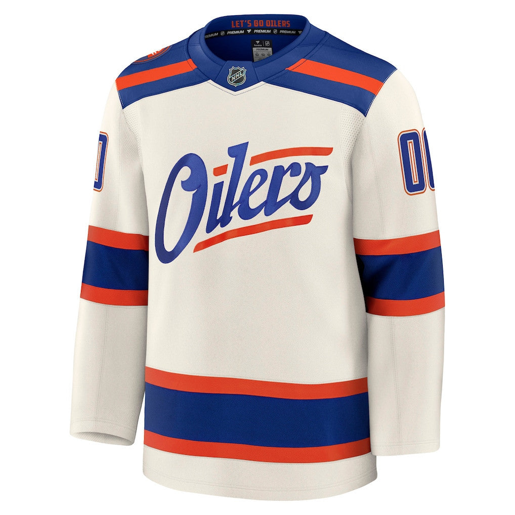 Edmonton Oilers 2025 Alternate Premium Custom Men Jersey - Light Beige