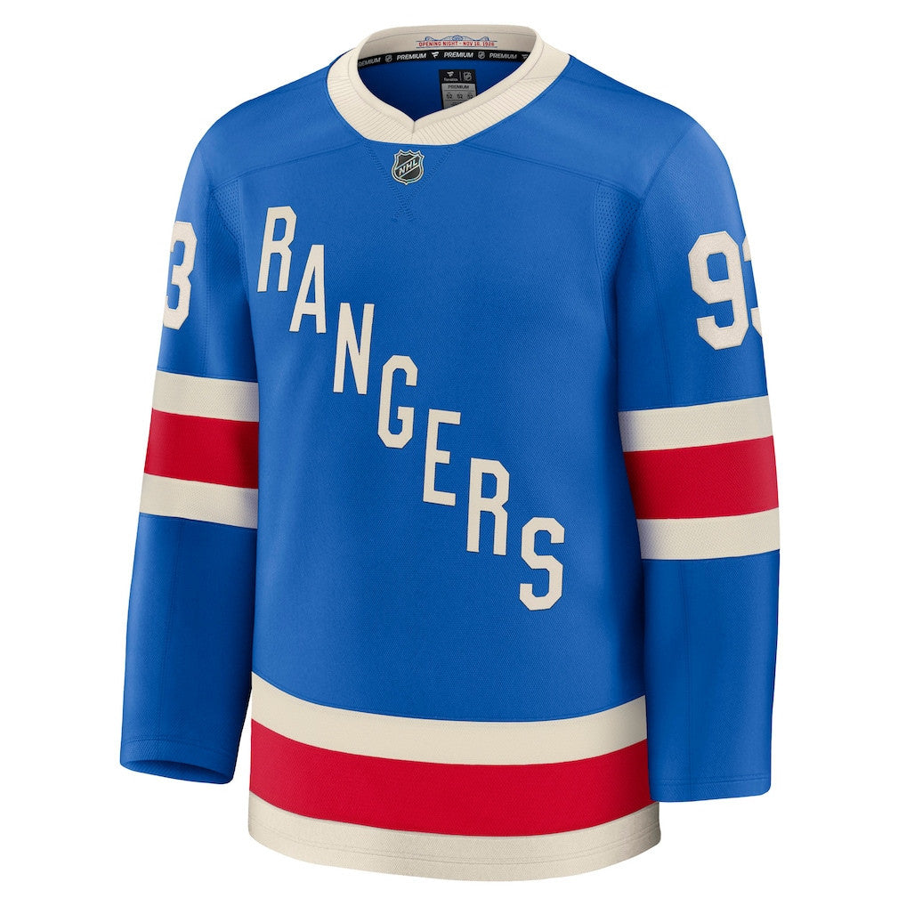 Mika Zibanejad 93 New York Rangers 2025 Centennial Premium Men Jersey - Blue