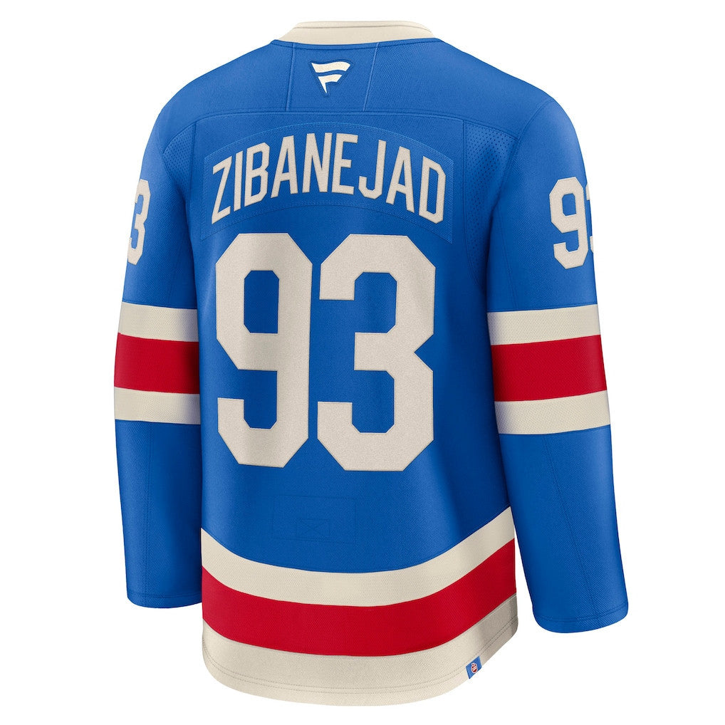 Mika Zibanejad 93 New York Rangers 2025 Centennial Premium Men Jersey - Blue