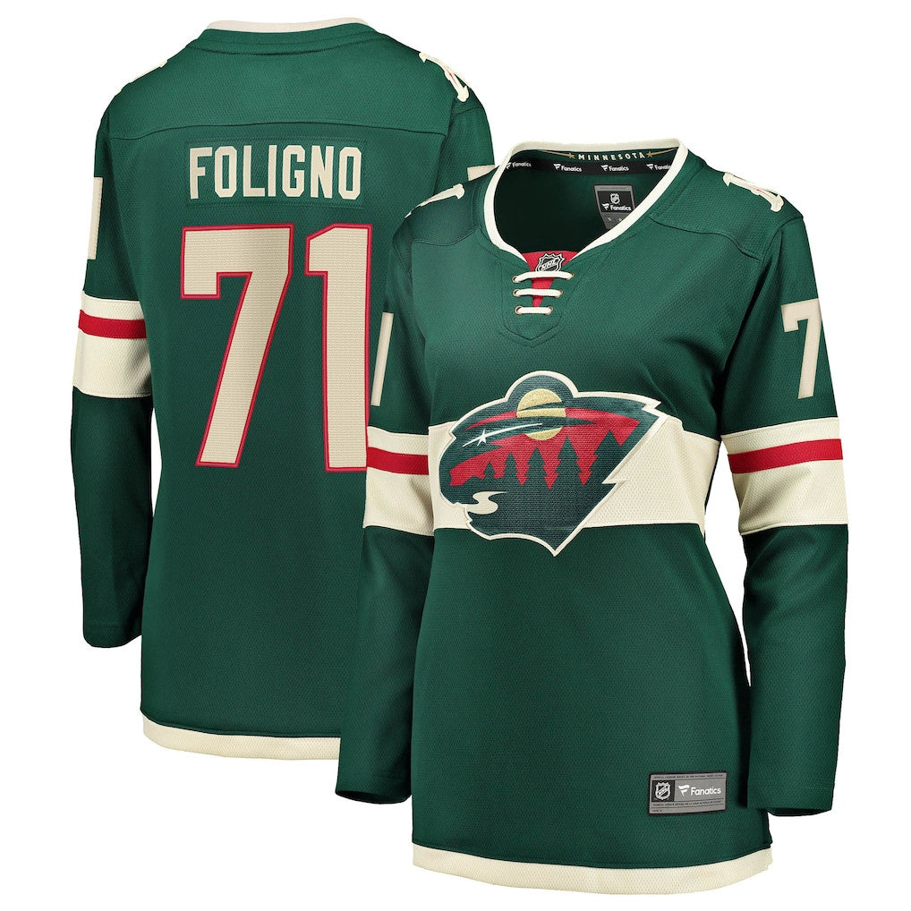 Nick Foligno 71 Minnesota Wild Women's Home Breakaway Jersey - Green