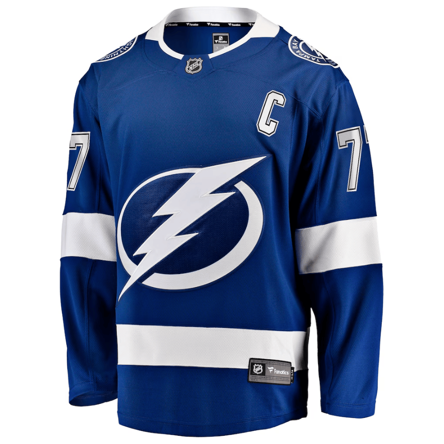 Victor Hedman 77 Tampa Bay Lightning Home Captain Patch Breakaway Jersey - Blue