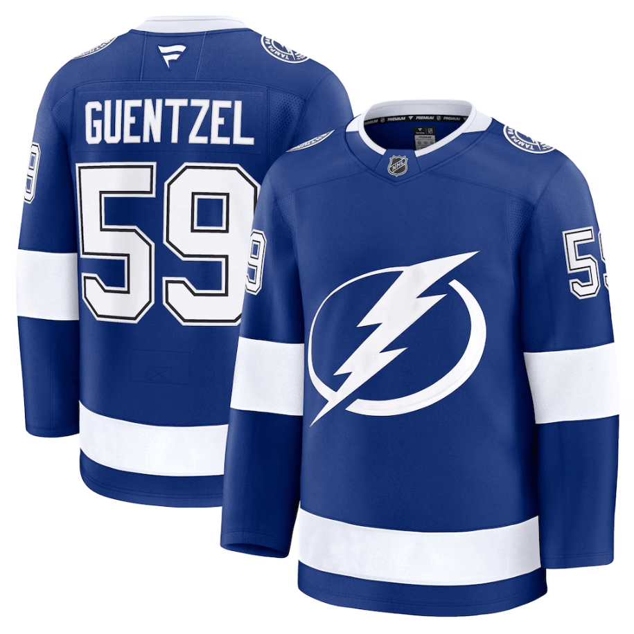 Jake Guentzel 59 Tampa Bay Lightning Home Premium Jersey - Blue