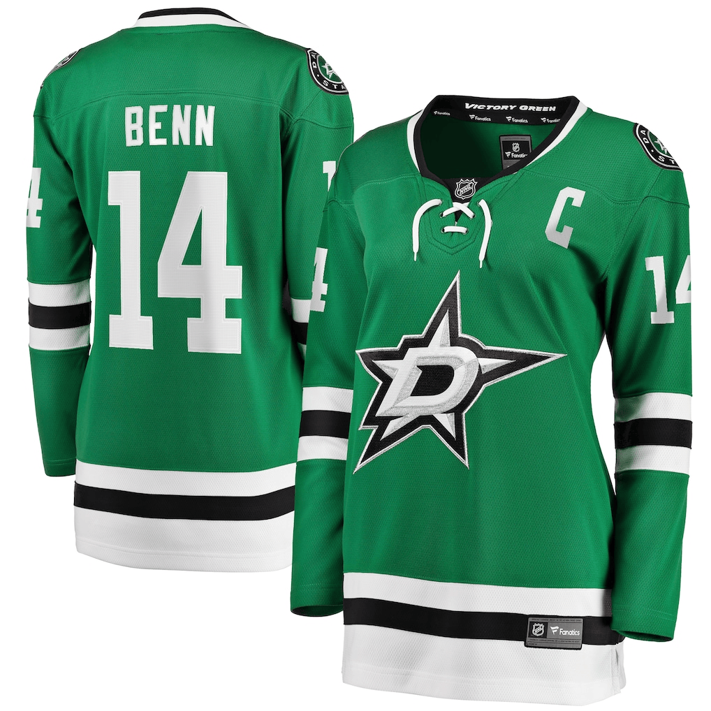Jamie Benn 14 Dallas Stars Women's Captain Patch Home Breakaway Jersey - Kelly Green