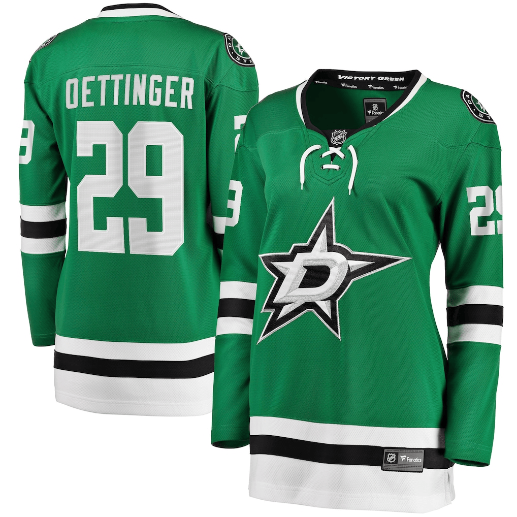 Jake Oettinger 29 Dallas Stars Women's Home Breakaway Jersey - Kelly Green