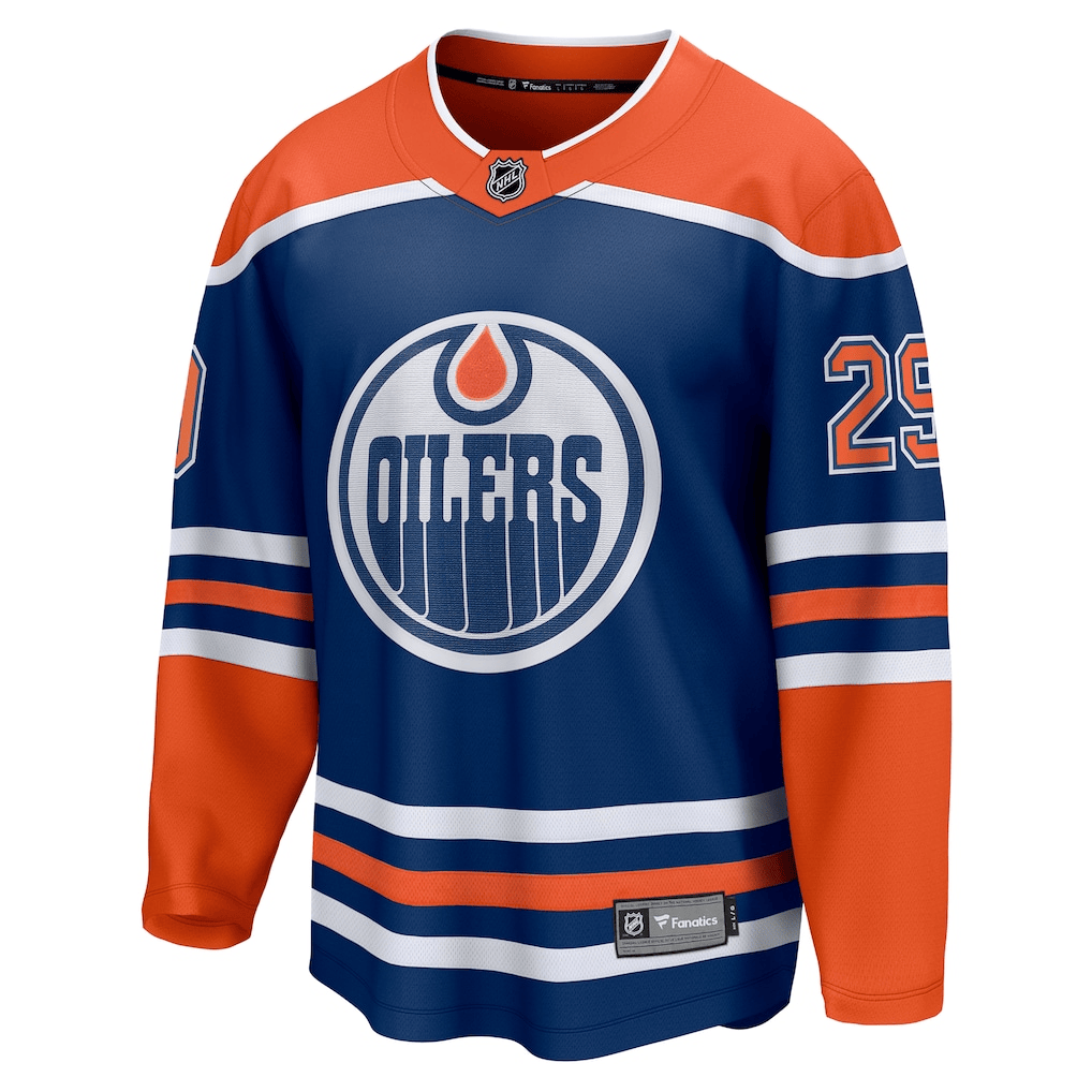 Leon Draisaitl 29 Edmonton Oilers Home Breakaway Men Jersey - Royal/Orange