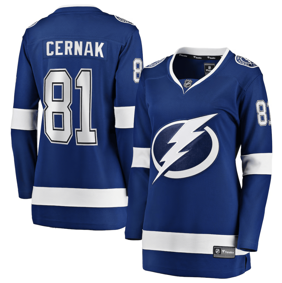 Erik Cernak 81 Tampa Bay Lightning Women's Home Breakaway Player Jersey - Blue