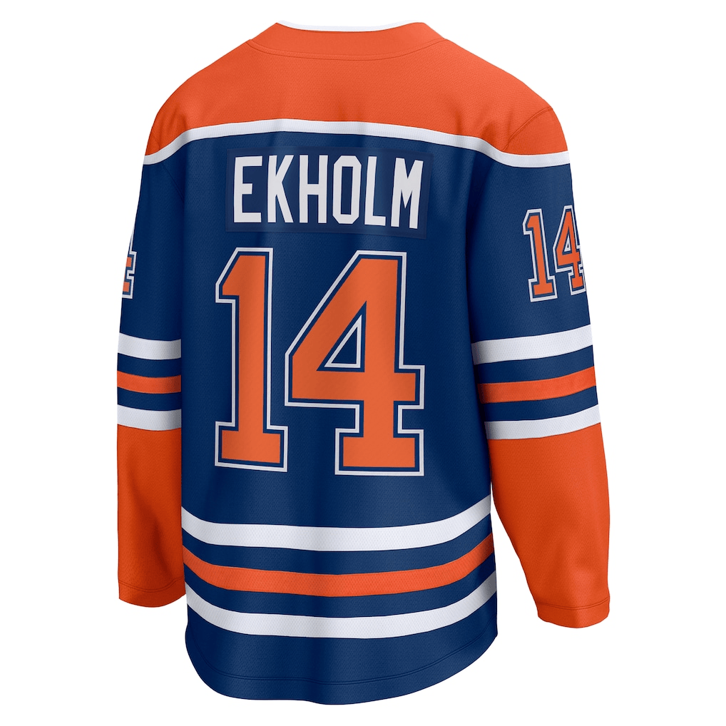 Mattias Ekholm 14 Edmonton Oilers Home Breakaway Men Jersey - Royal/Orange