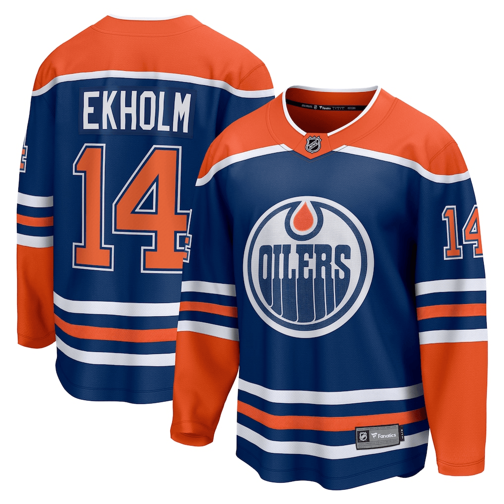 Mattias Ekholm 14 Edmonton Oilers Home Breakaway Men Jersey - Royal/Orange