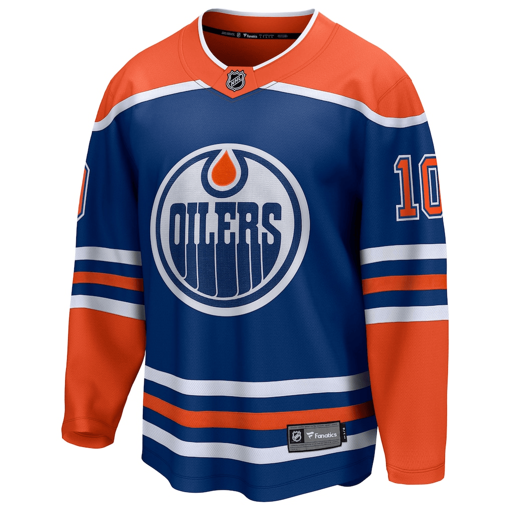 Trent Frederic 10 Edmonton Oilers Home Breakaway Men Jersey - Royal/Orange