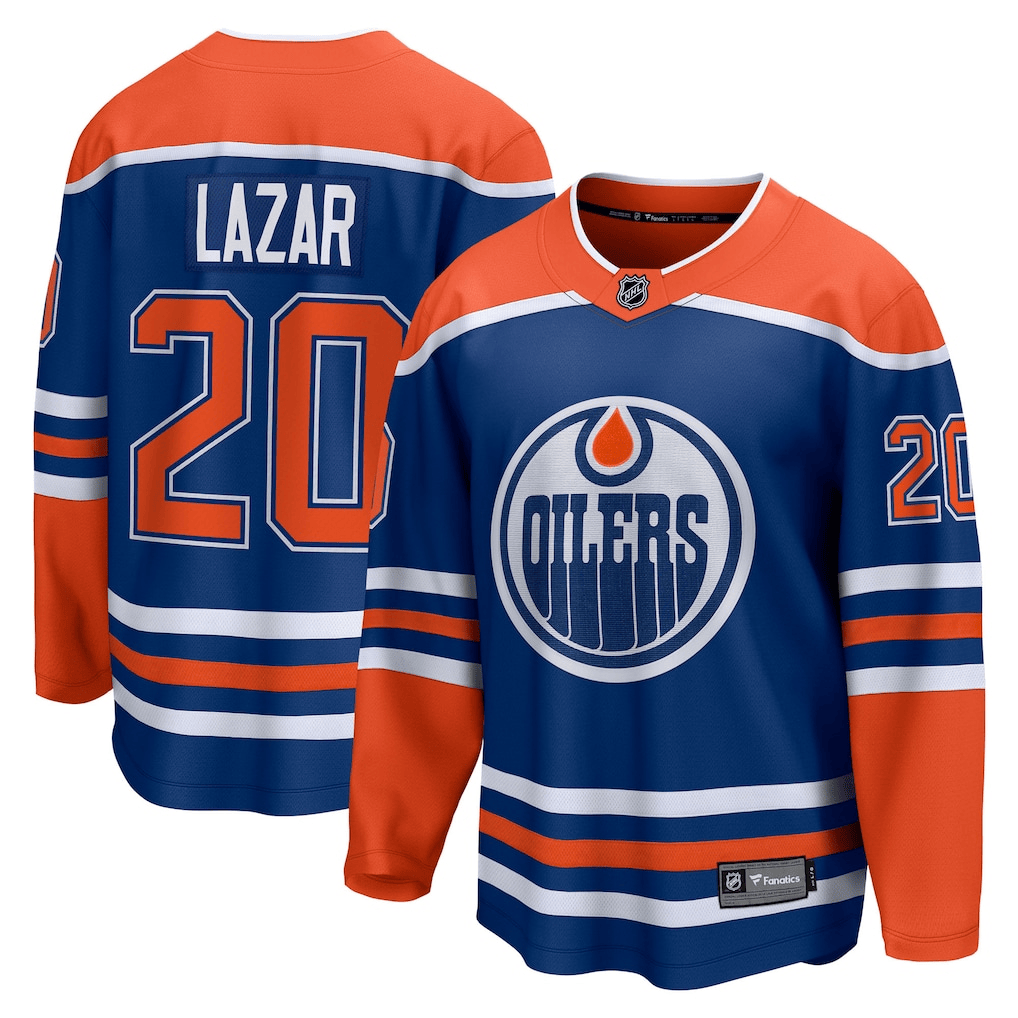 Curtis Lazar 20 Edmonton Oilers Home Breakaway Men Jersey - Royal/Orange