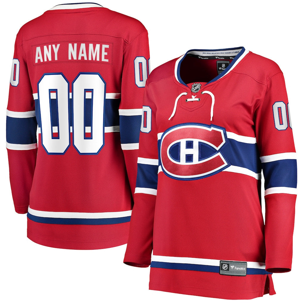 Montreal Canadiens Women's Home Breakaway Custom Jersey - Red