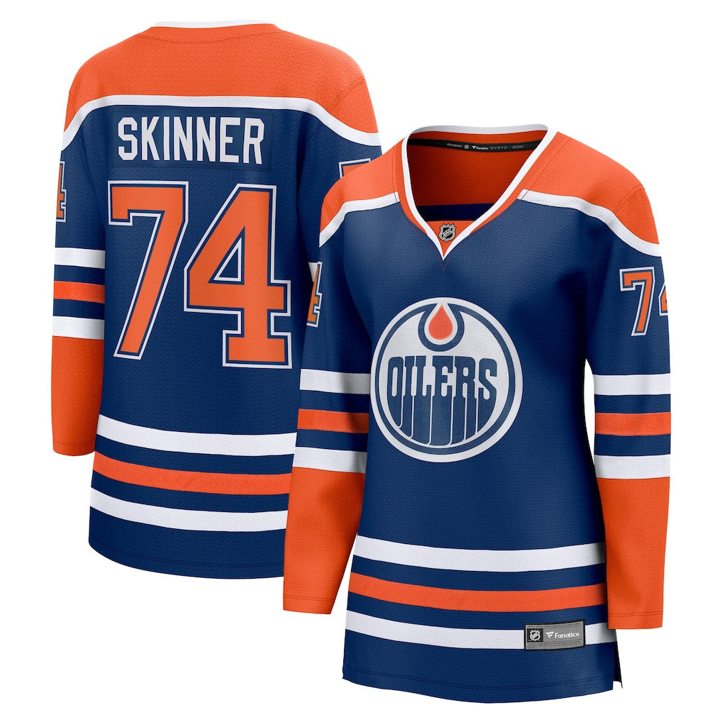 Stuart Skinner 74 Edmonton Oilers Women's Home Breakaway Jersey - Orange/Royal