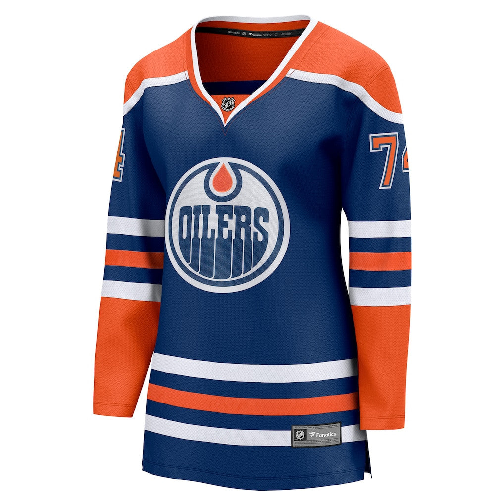 Stuart Skinner 74 Edmonton Oilers Women's Home Breakaway Jersey - Orange/Royal