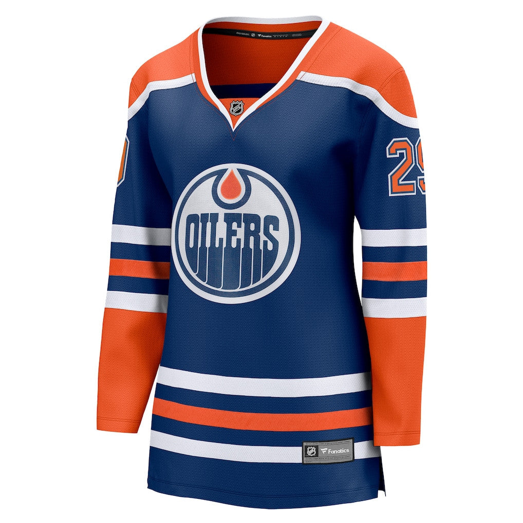 Leon Draisaitl 29 Edmonton Oilers Women's Home Breakaway Jersey - Orange/Royal