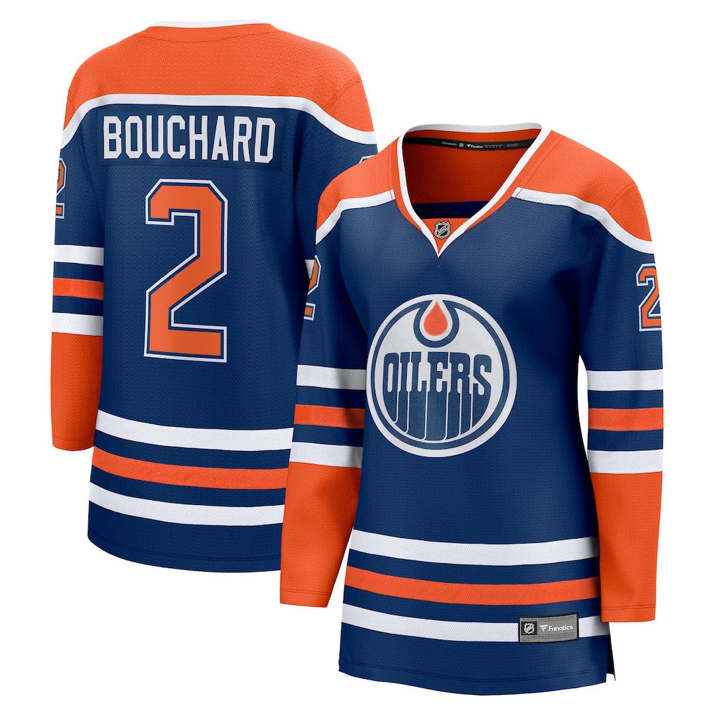 Evan Bouchard 2 Edmonton Oilers Women's Home Breakaway Jersey - Orange/Royal