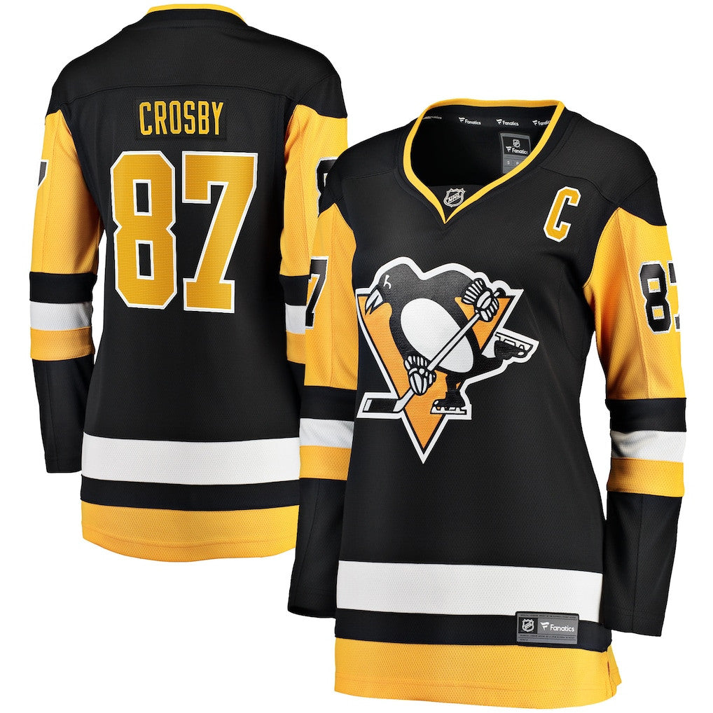 Sidney Crosby 87 Pittsburgh Penguins Women's Captain Patch Home Breakaway Jersey - Black