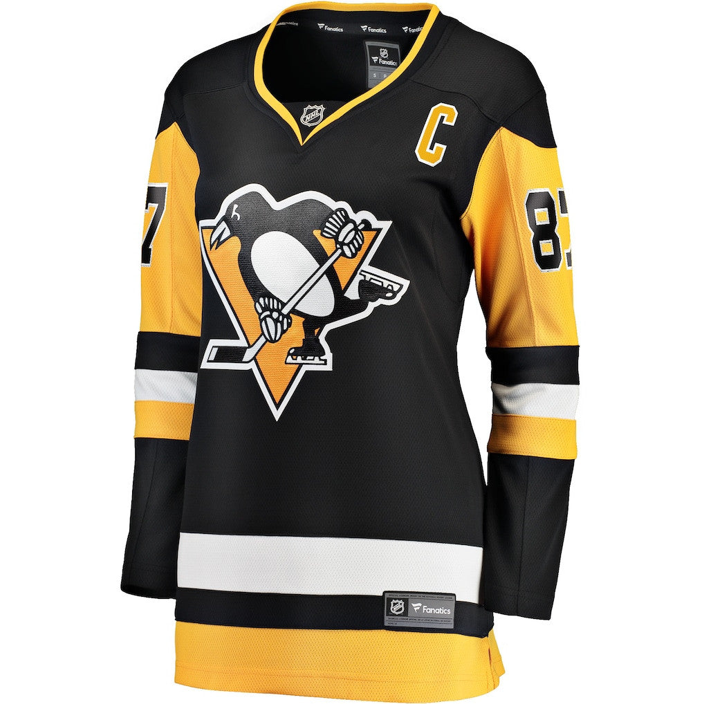 Sidney Crosby 87 Pittsburgh Penguins Women's Captain Patch Home Breakaway Jersey - Black